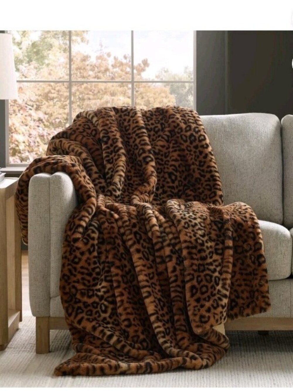 MEMBER'S MARK HOTEL PREMIER COLLECTION LUXURY FAUX FUR THROW LEOPARD OMBRE